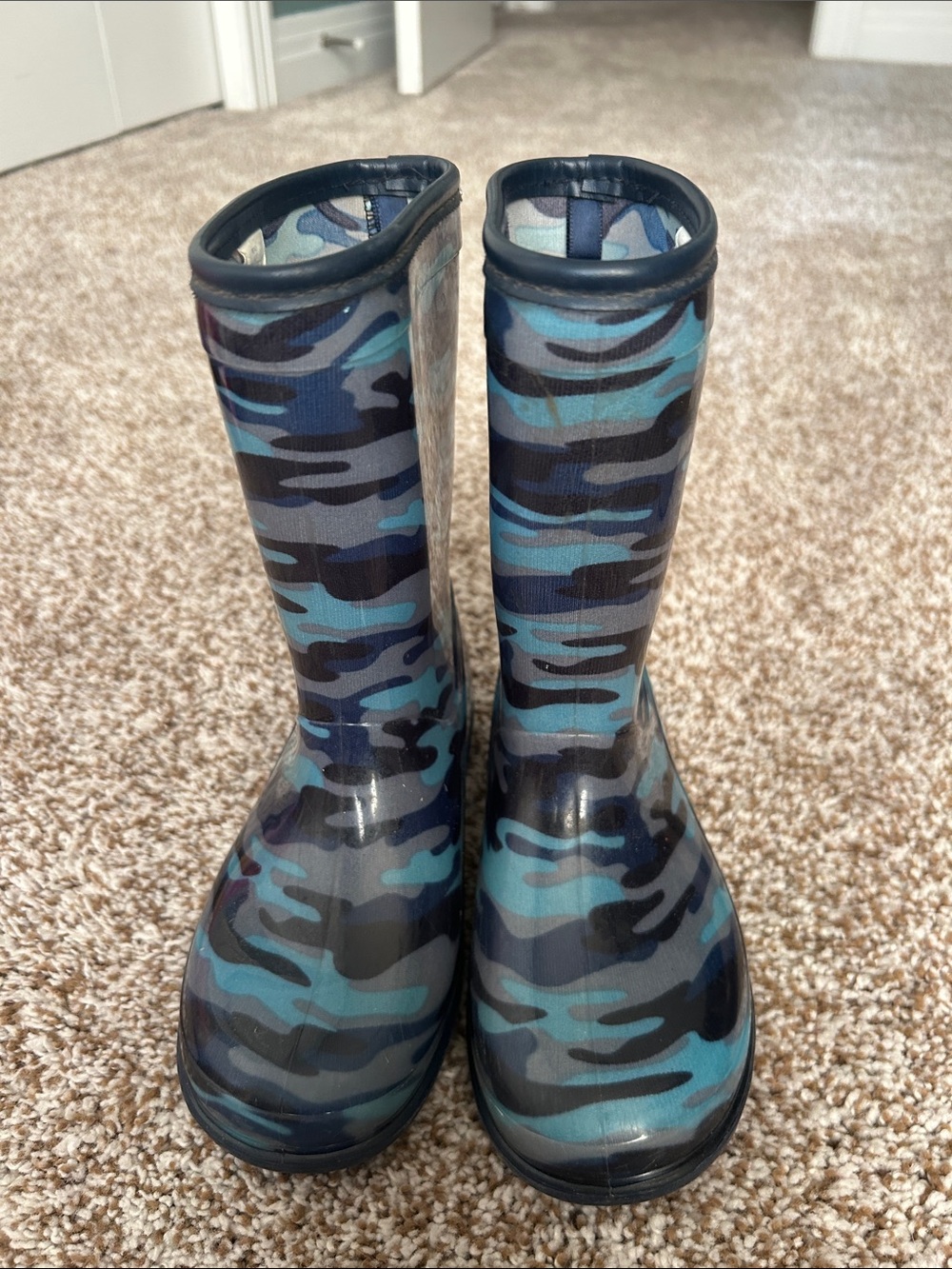 Stride Rite Kids Blue & Black Camo Rain Boots
